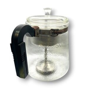 Vintage Flamex Glass Coffee Percolator Textured Hammered Glass Pot RARE MCM